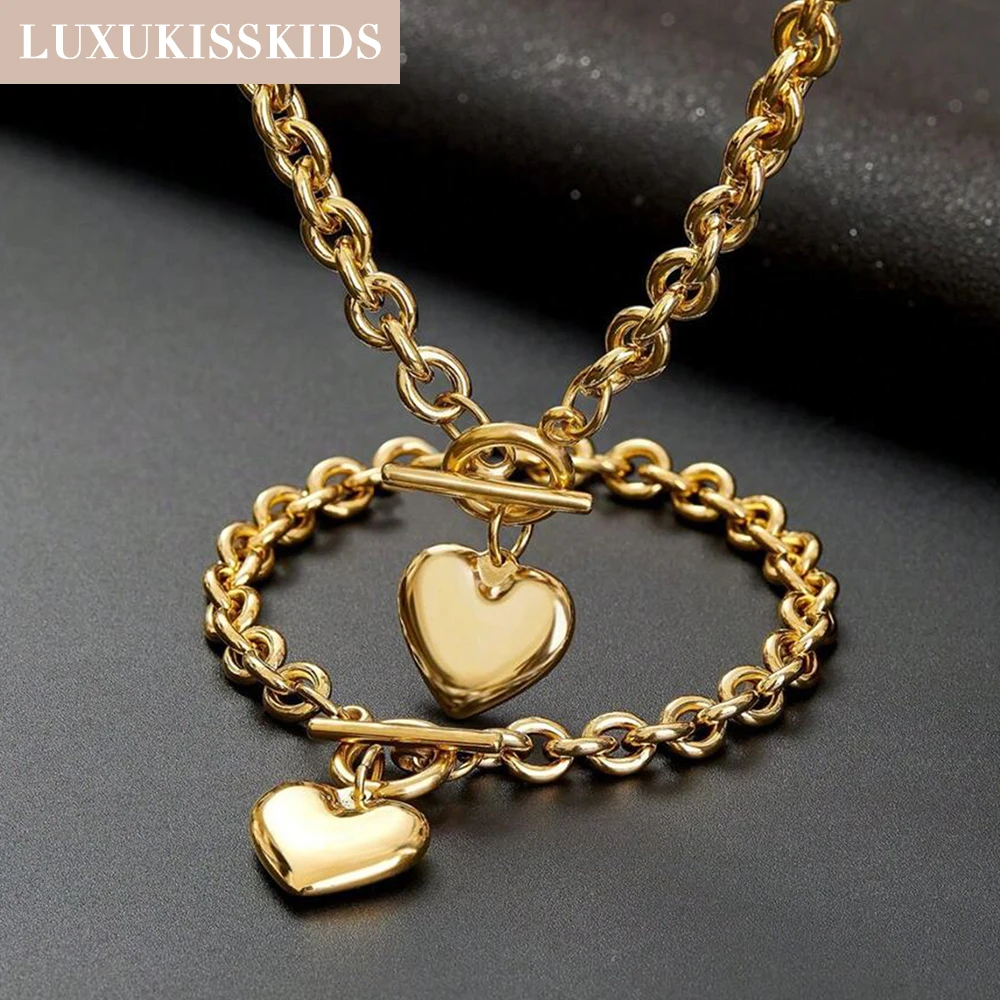 Conjunto Feminino Coração LUXUKISSKIDS – Colar, Brincos e Pulseira - Imagem 11