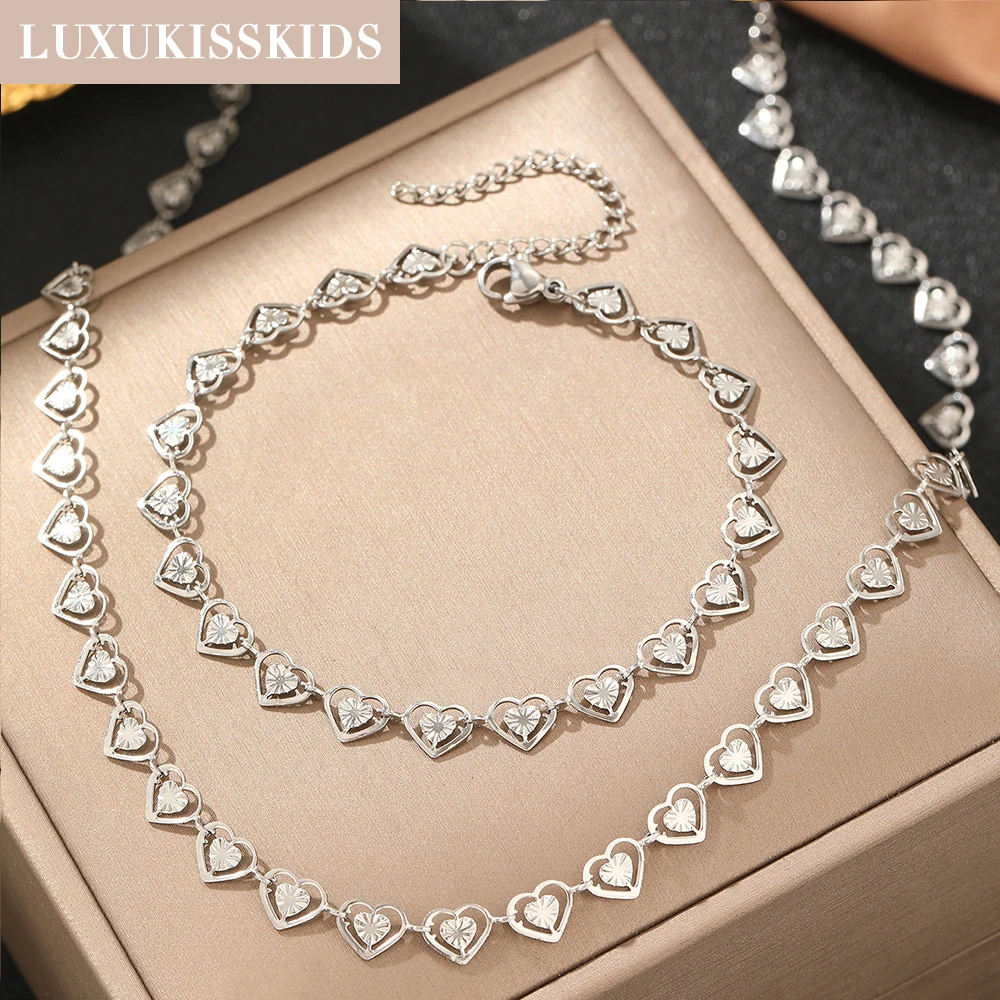 Conjunto Feminino Coração LUXUKISSKIDS – Colar, Brincos e Pulseira - Imagem 19